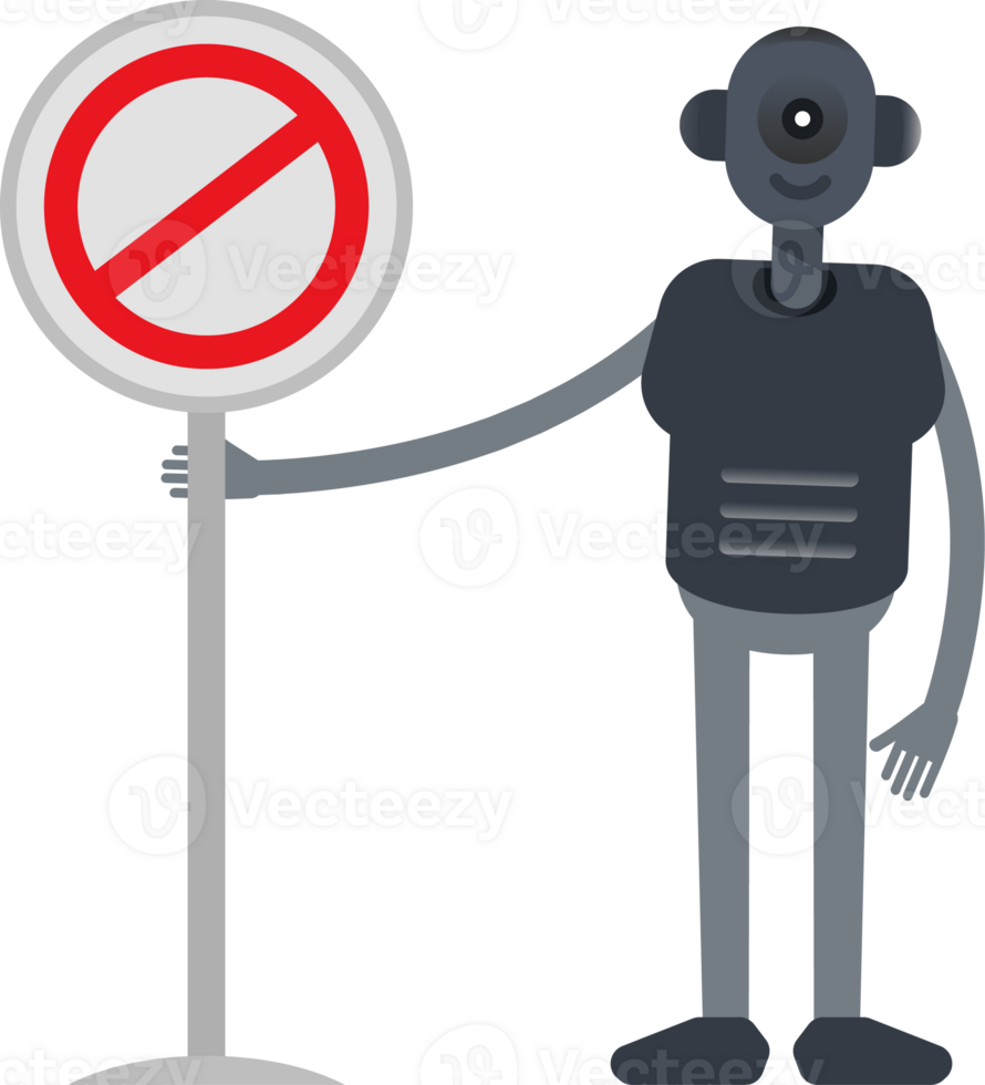Robot Character and Prohibition Signage png