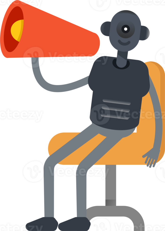 Robot Character and Megaphone png