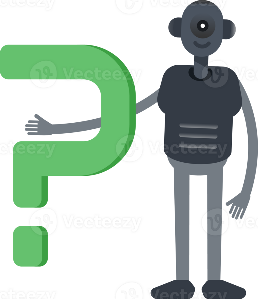 Robot Character and Question Mark png