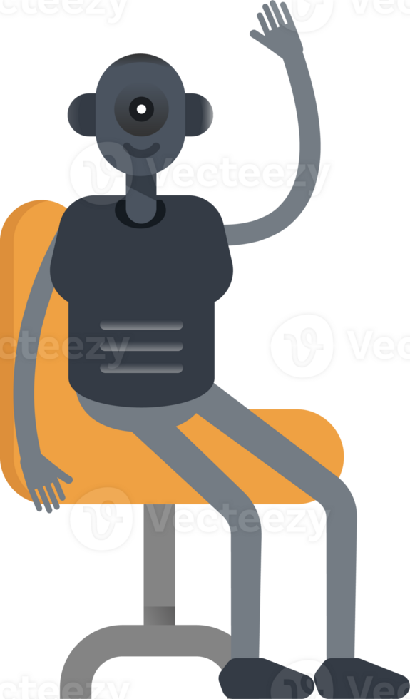 Robot Character Sitting on Chair png
