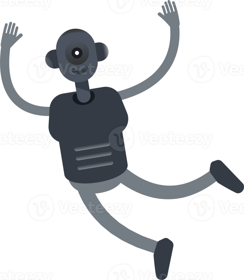 Robot Character Relaxing and Jumping png