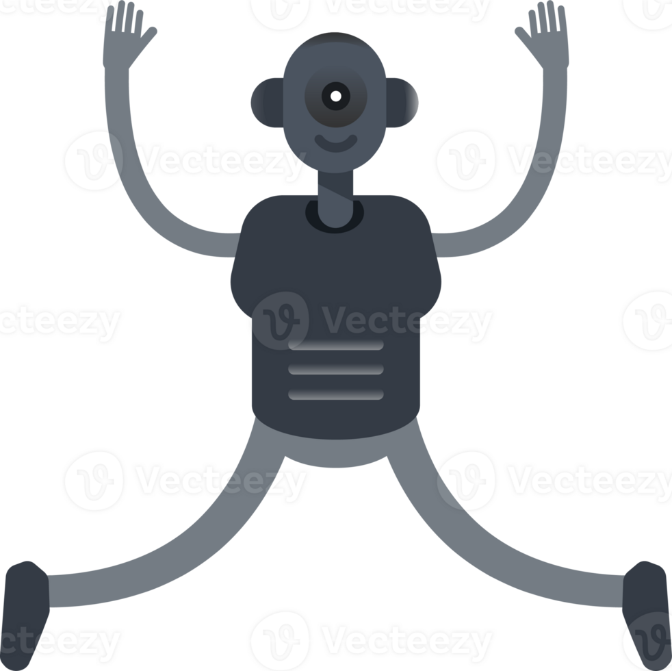 Robot Character Relaxing and Jumping Illustration png