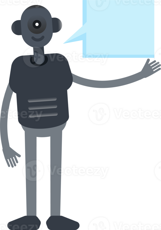 Robot Character and Speech Bubble png