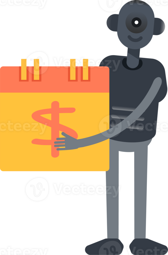 Robot Character and Payment Date Calendar png