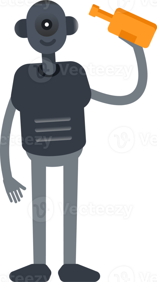 Robot Character Drinking Beer png