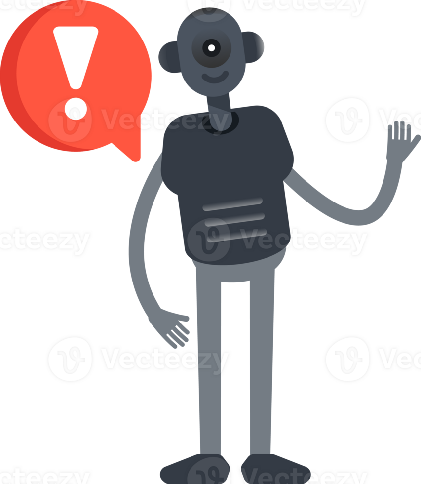 Robot Character and Error Sign png