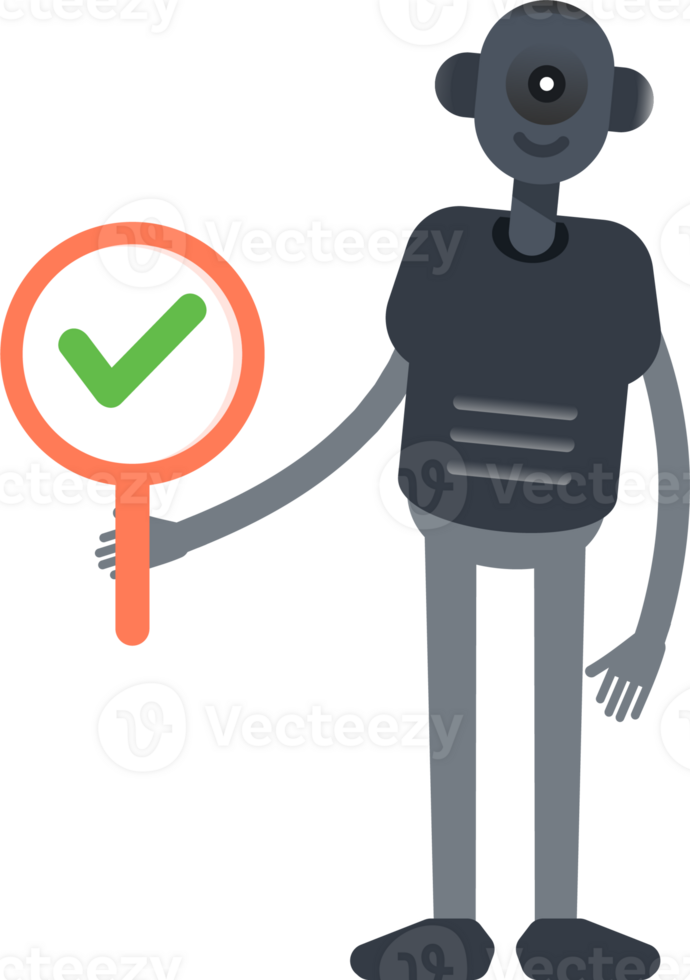 Robot Character Showing Check Mark png