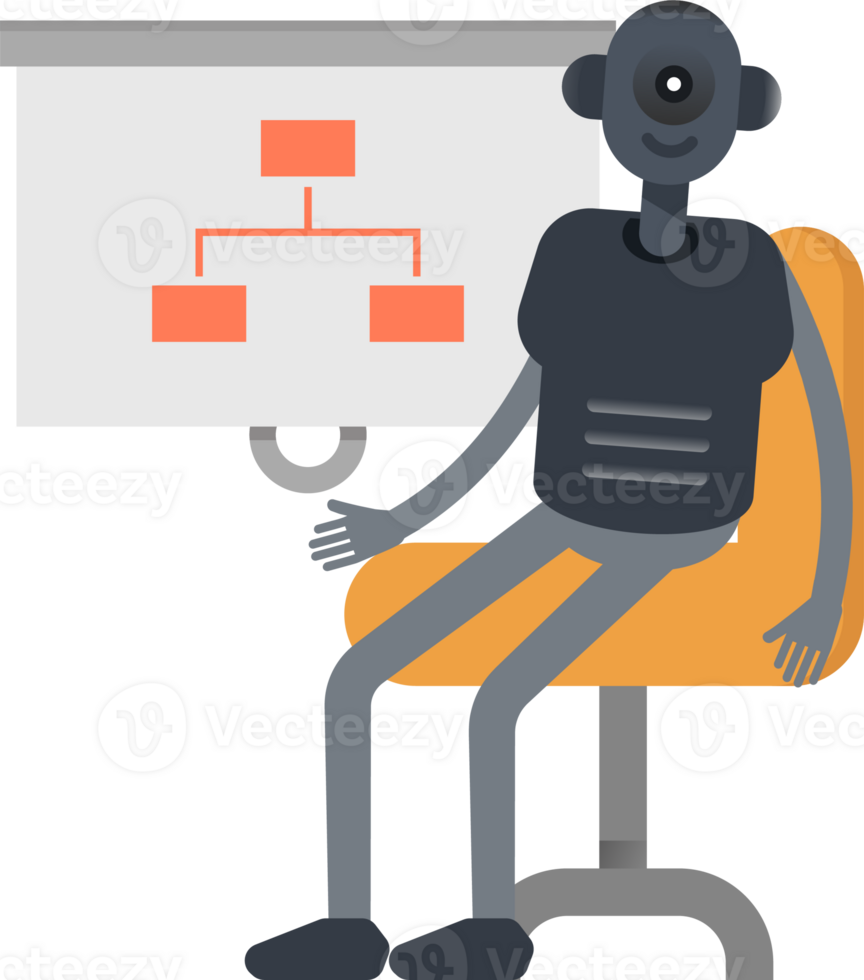 Robot Character Presenting Organization Chart png