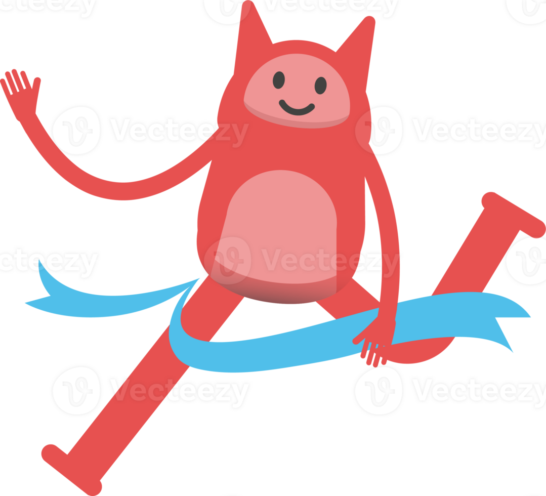 Cute Pink Monster Character Running at Finish Line png
