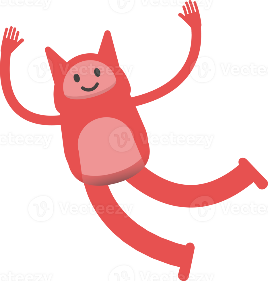 Cute Pink Monster Character Relaxing and Jumping png