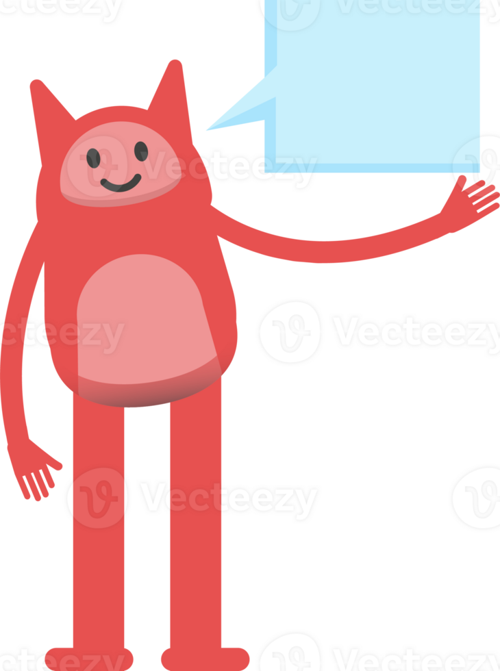 Cute Pink Monster Character and Speech Bubble png