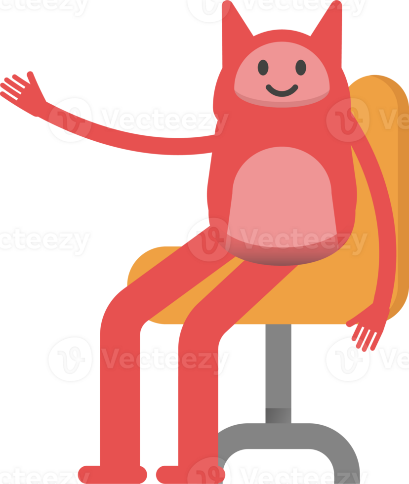 Cute Pink Monster Character Sitting on Office Chair png