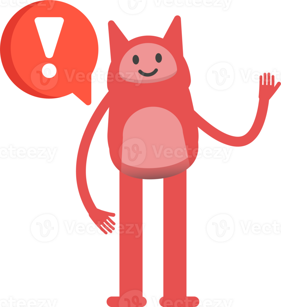 Cute Pink Monster Character and Error Sign png