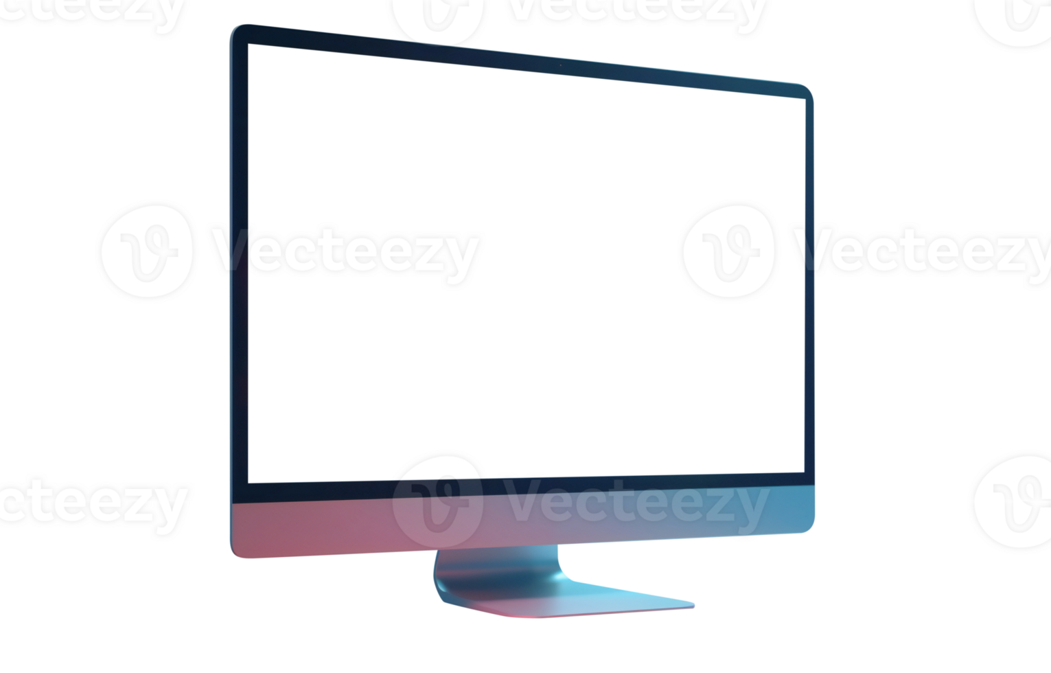 Modern workplace with computer monitor. Front view screen mockup. png