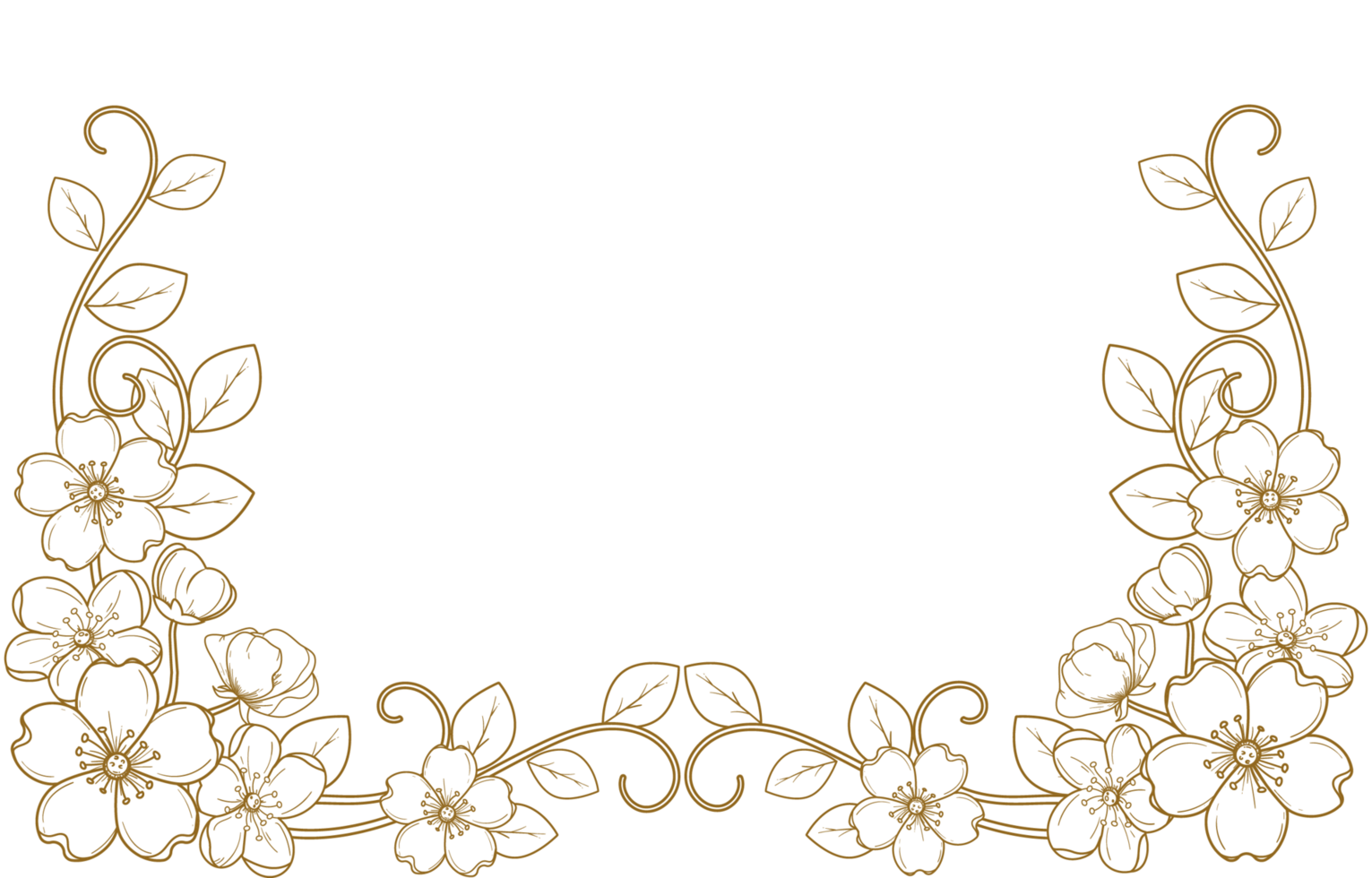 Decorated Vintage Floral Border for Greeting Card png