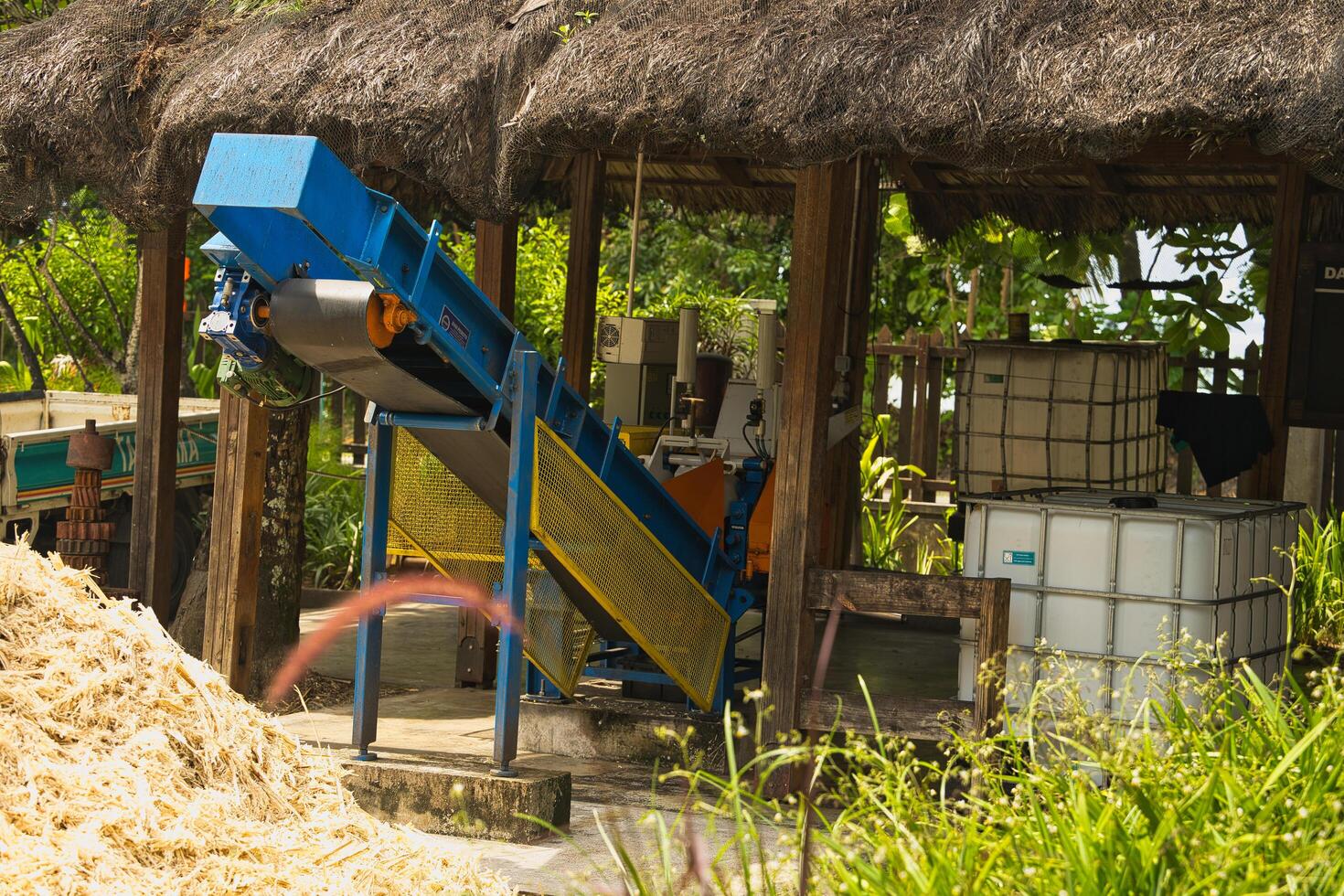 Mahe, Seychelles 21.08.2024 sugar cane crusher at the takamaka rum distillery, Mahe, Seychelles photo