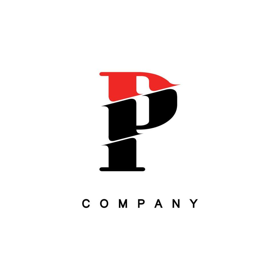 Creative Red and Black Letter P Company Logo Design vector