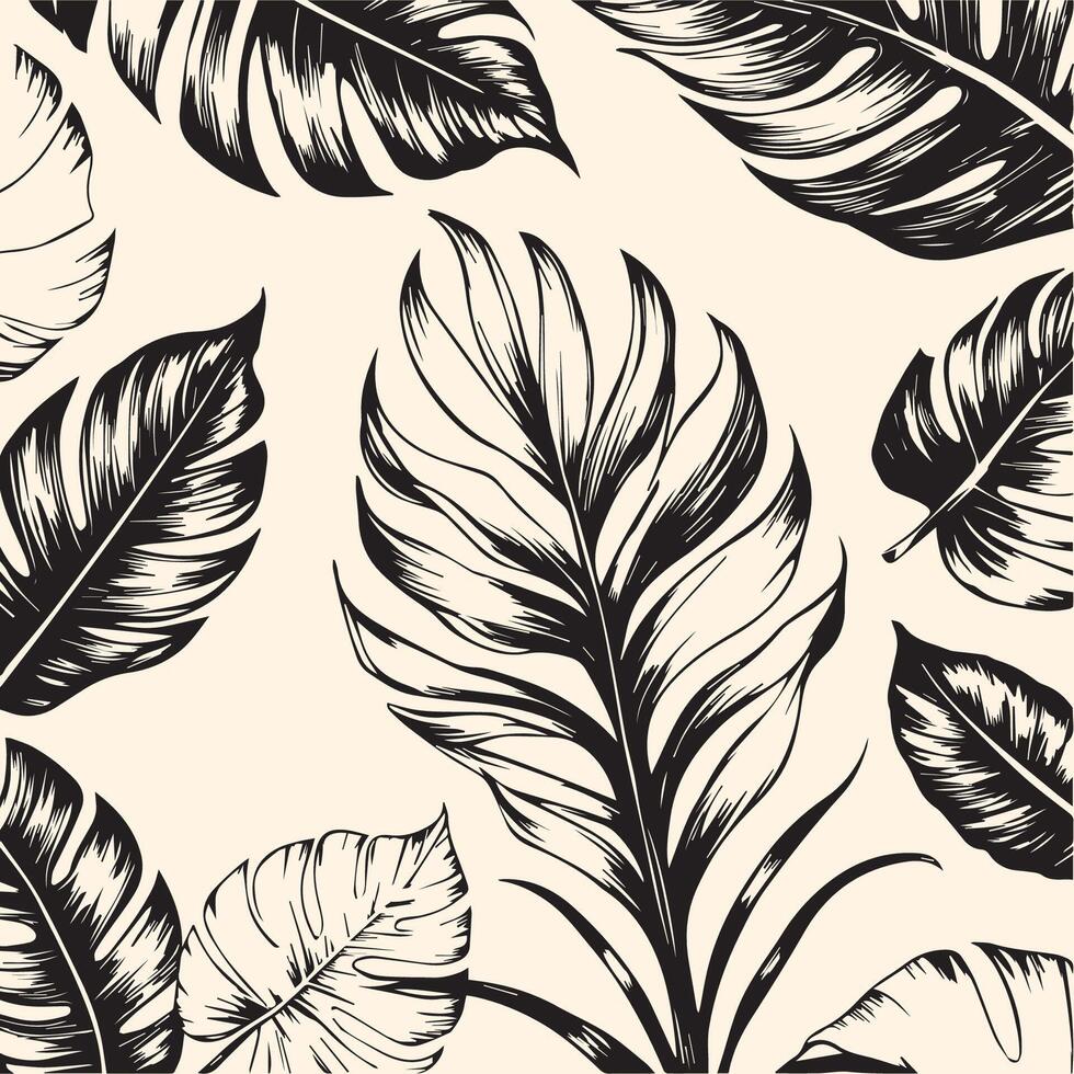 botanical leaf sketch, black outline vector