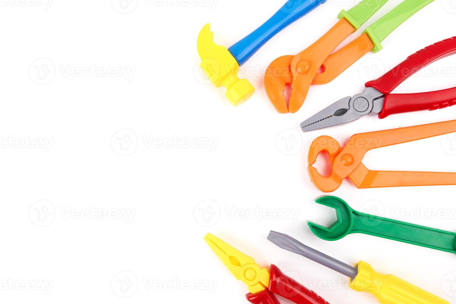 toy tools on white photo