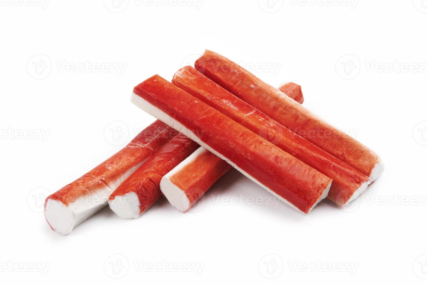 Crab sticks on white photo