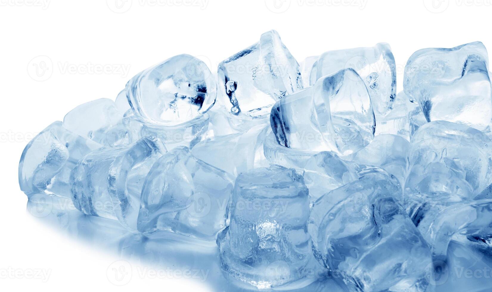 Ice cubes on white photo