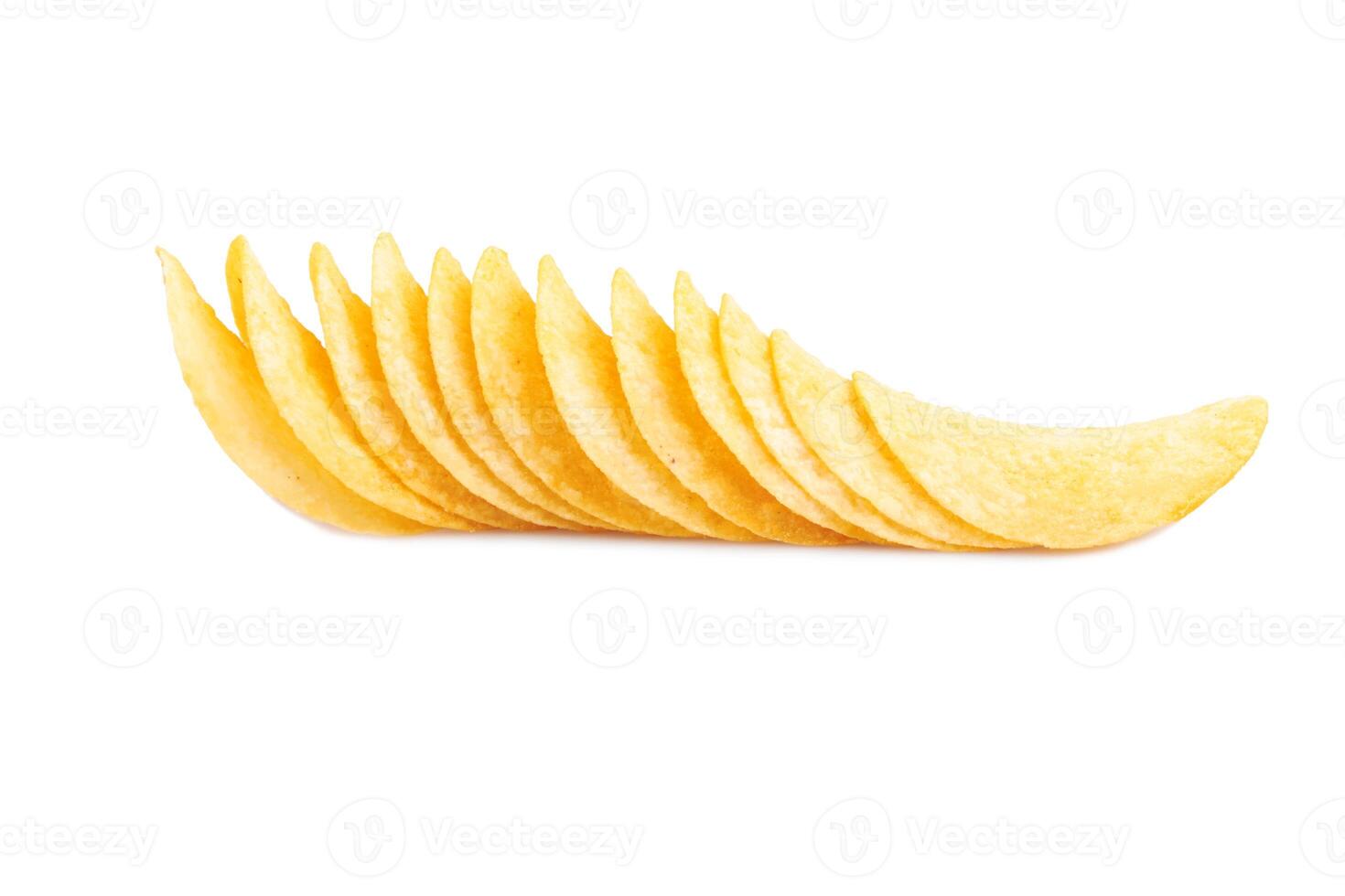 Potato chips on white photo
