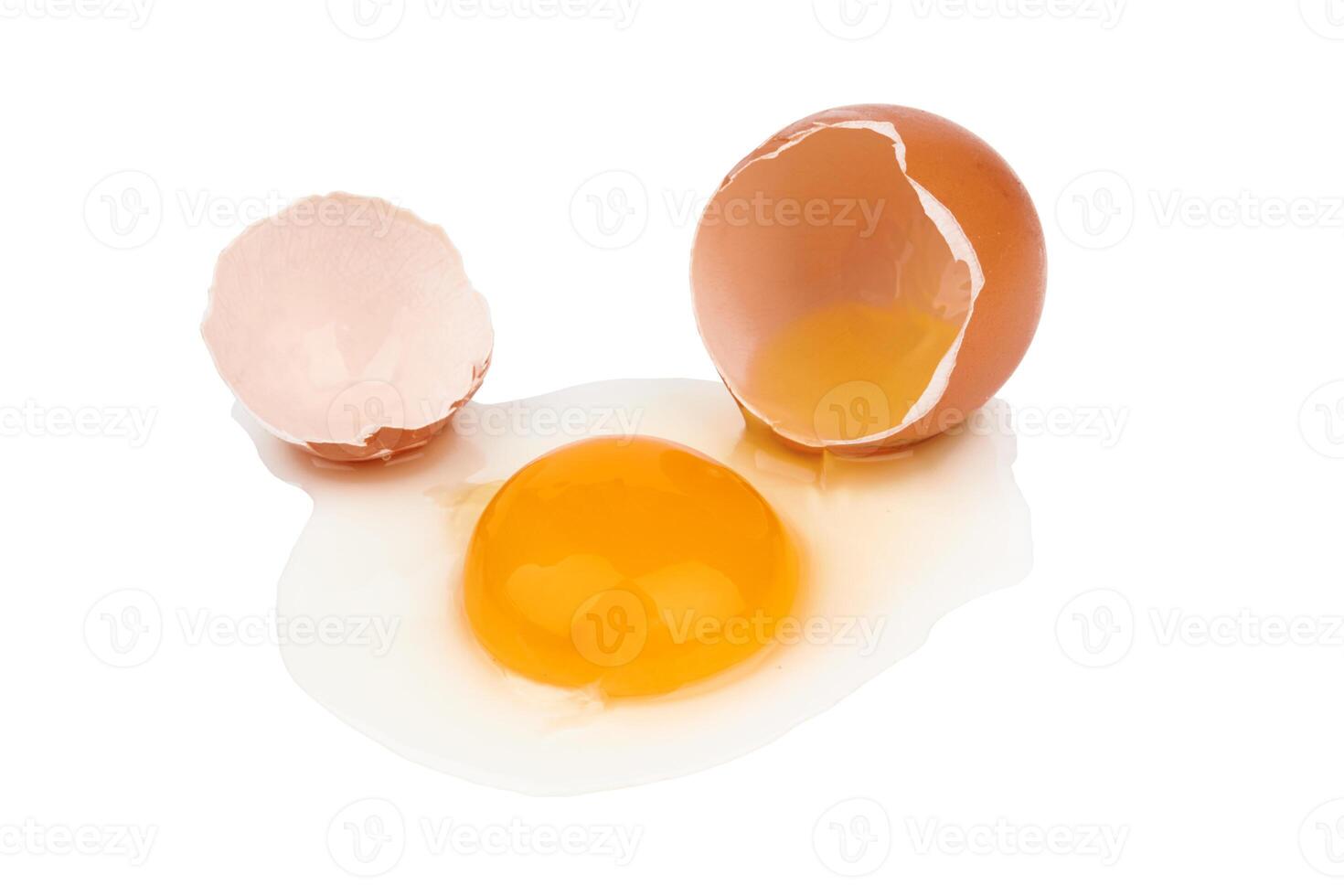 Broken egg on white photo