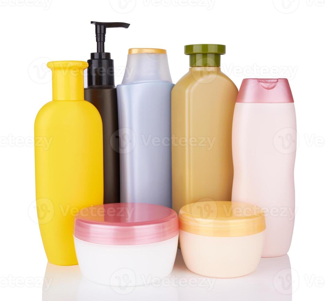 cosmetic products on white photo