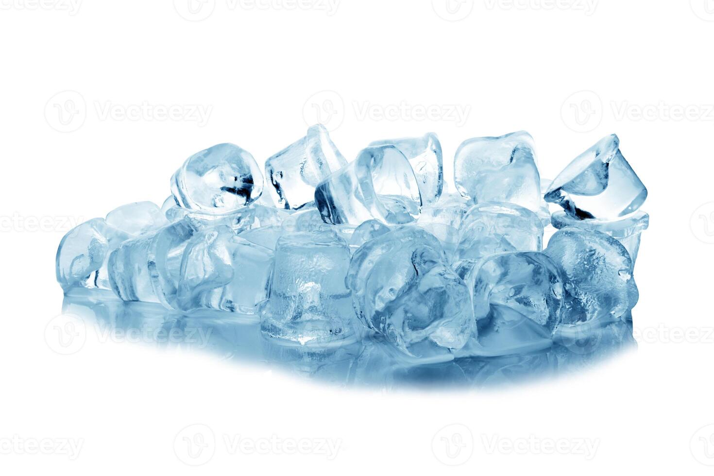 Ice cubes on white photo