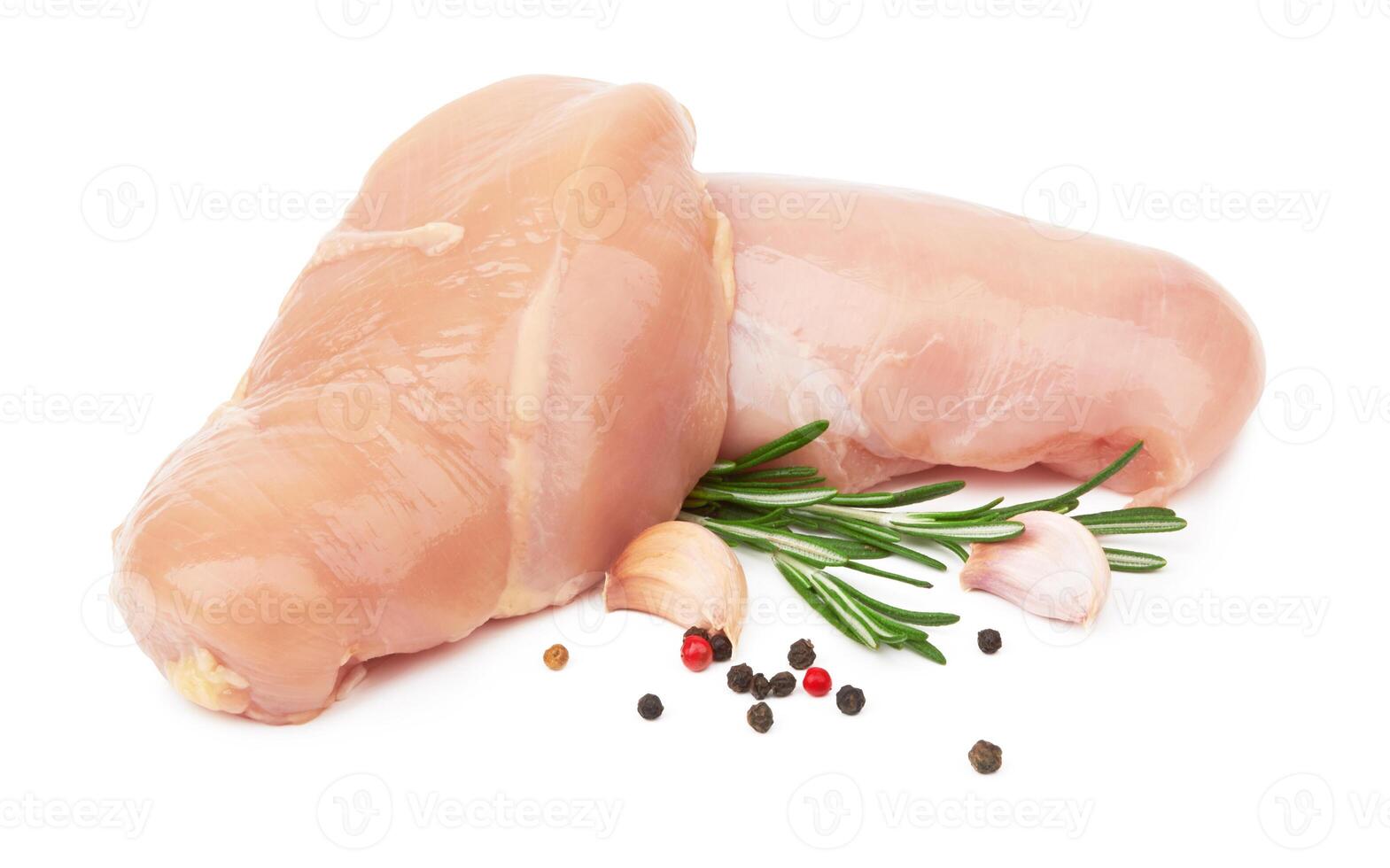 Raw chicken fillets photo