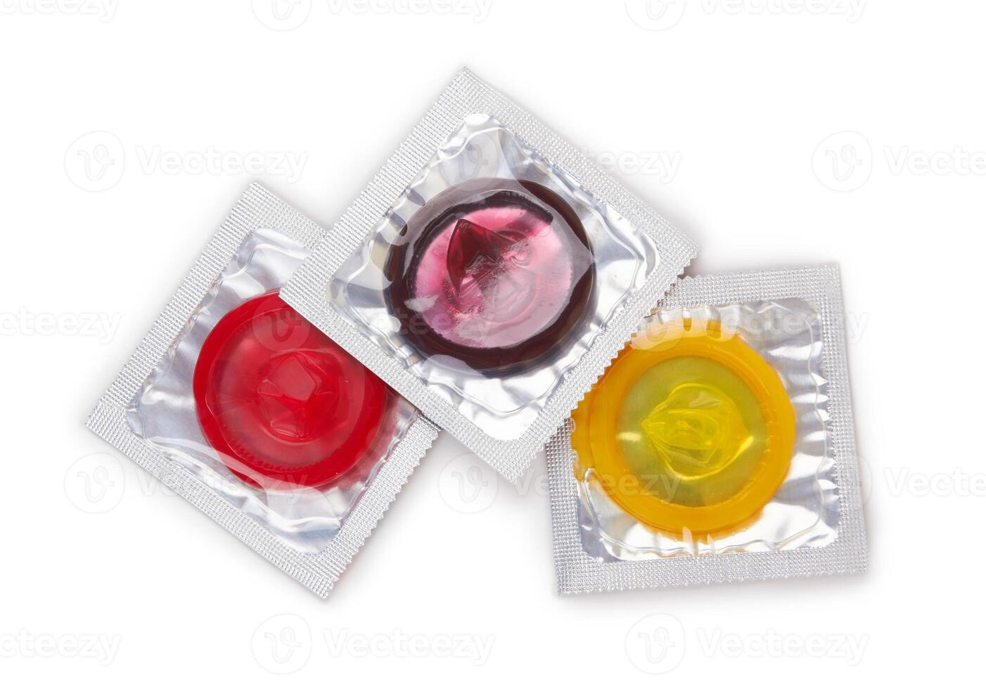 Colorful condoms isolated photo