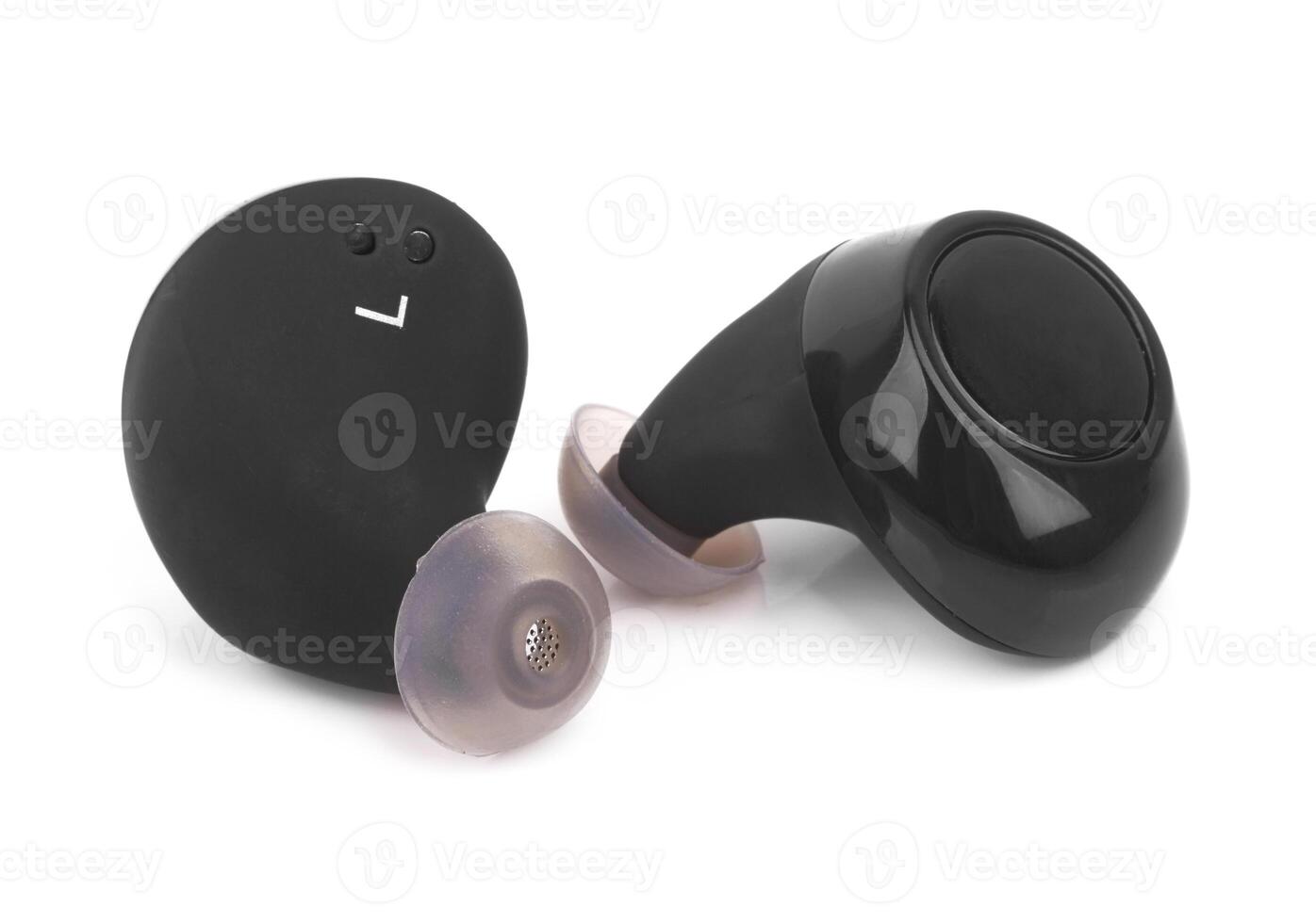 wireless headphones on white photo