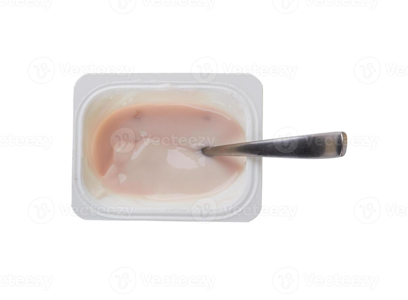 Plastic cup with yoghurt photo