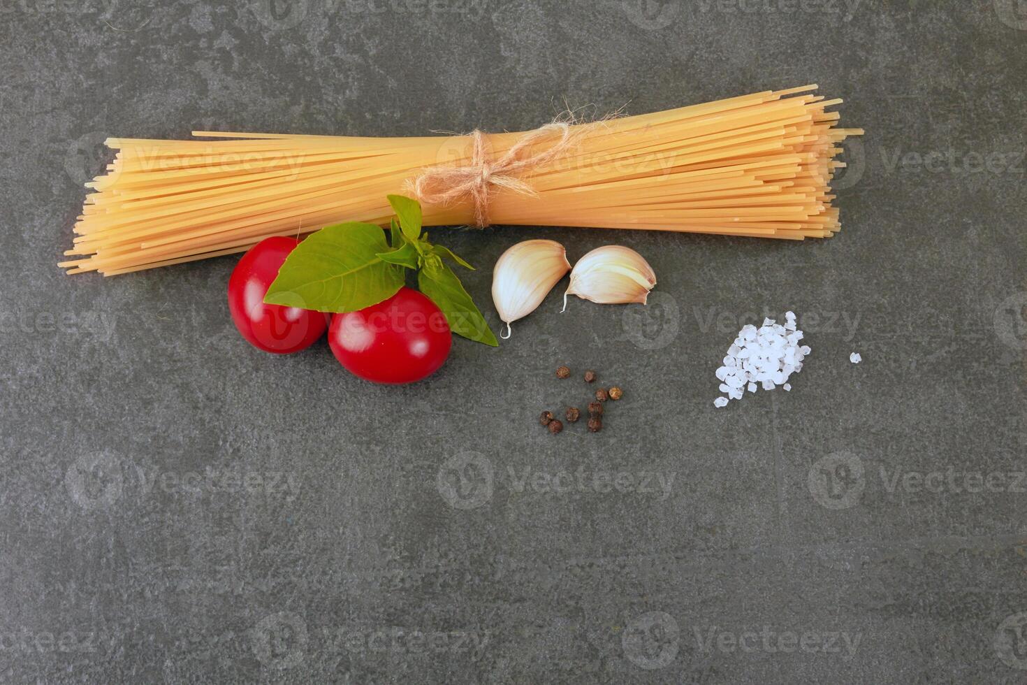 Spaghetti on a stone photo