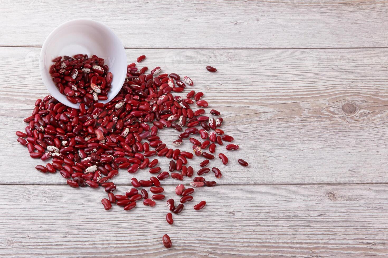 Red beans on wooden photo