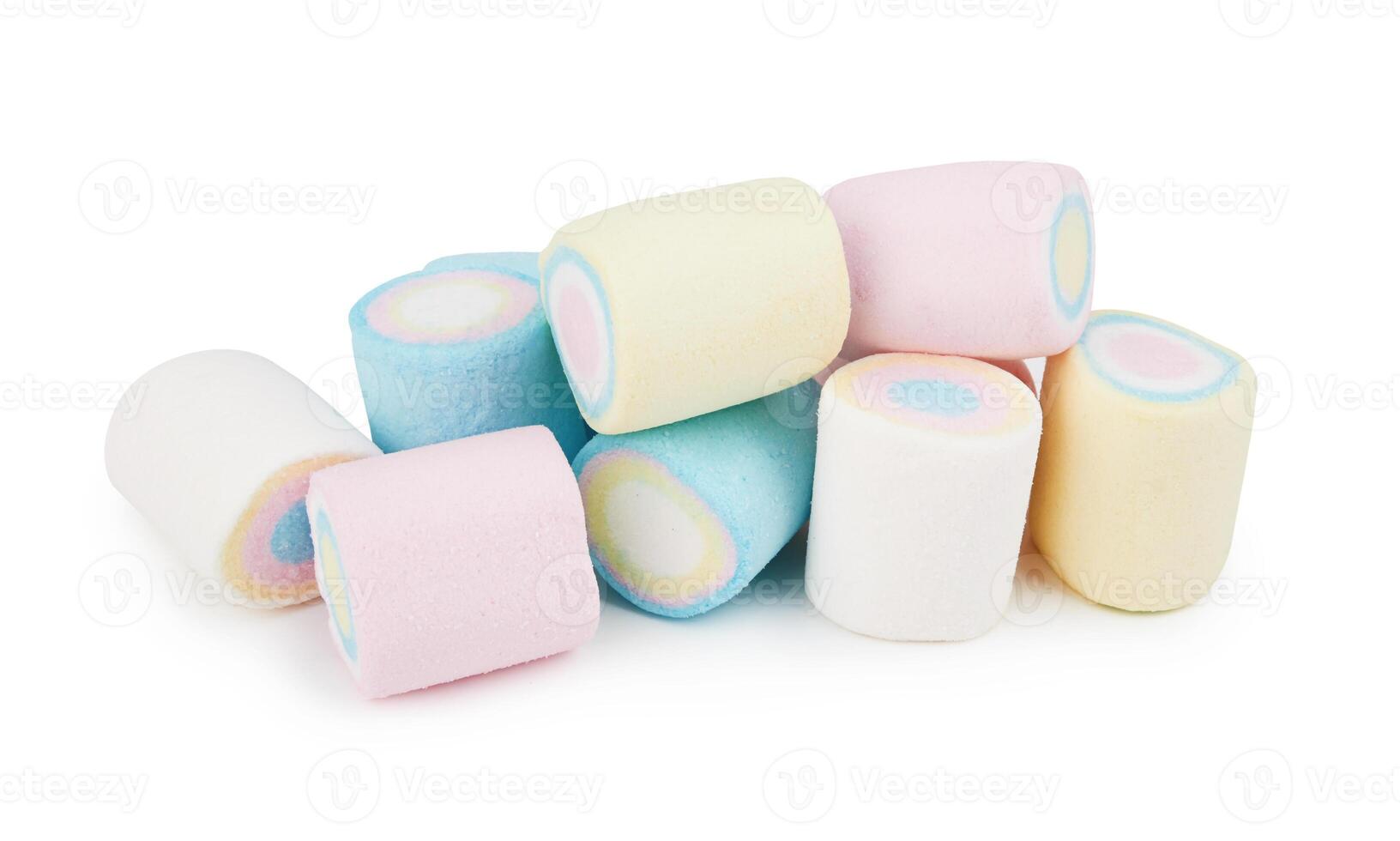 Marshmallows of different colors isolated photo