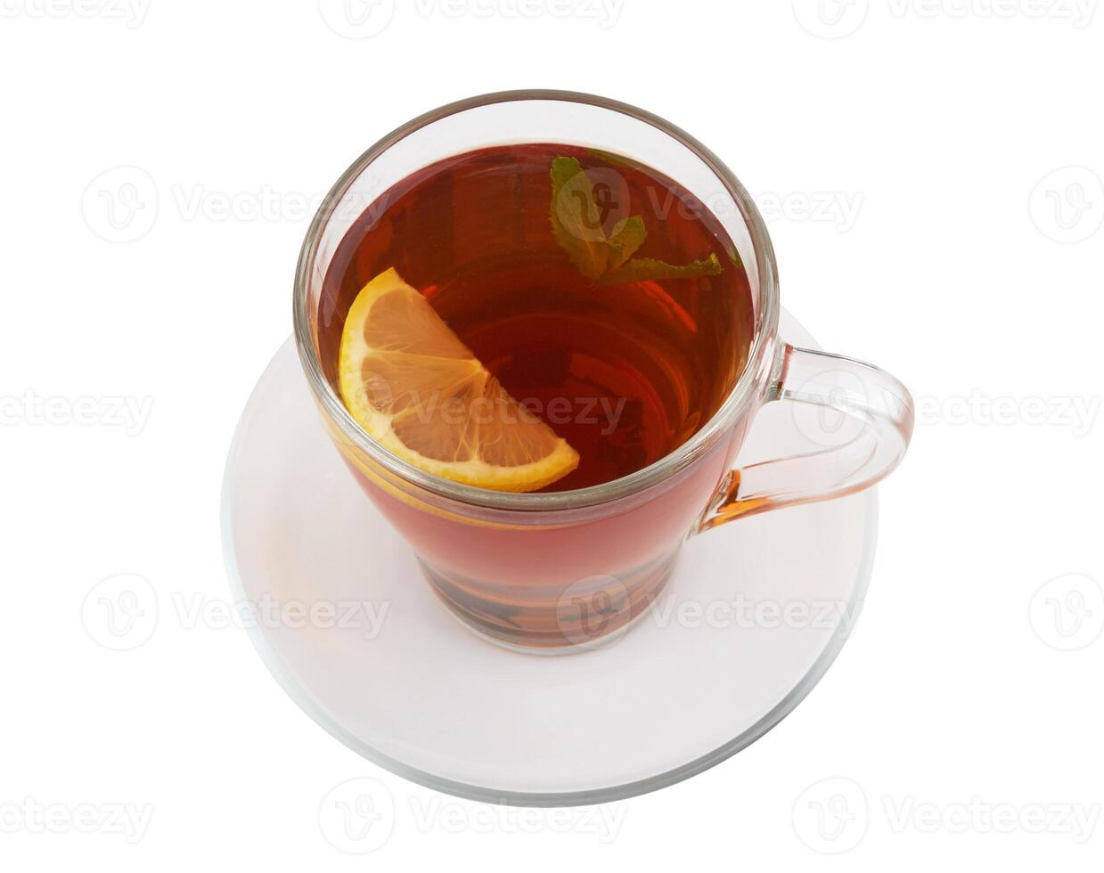 Black tea with lemon photo
