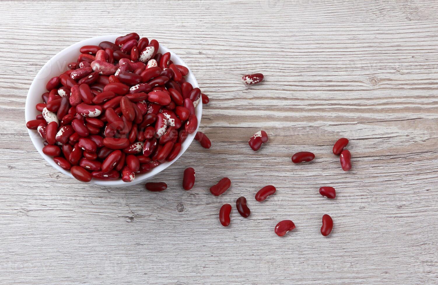 Red beans on wooden photo