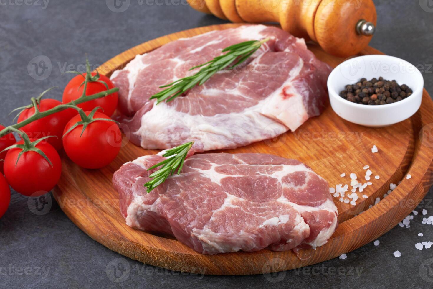 Meat on black surface photo