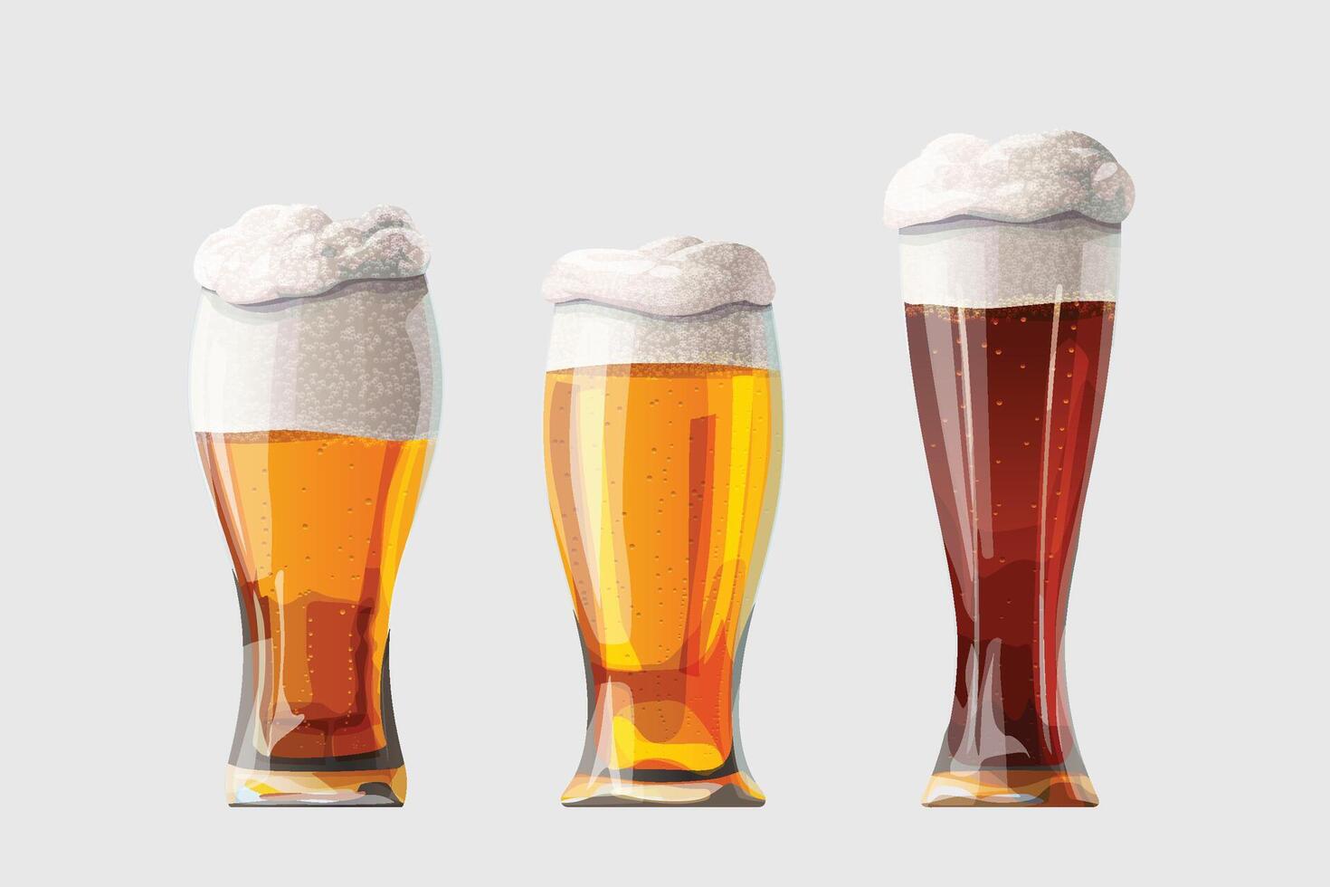 realistic beer glasses in set on white vector
