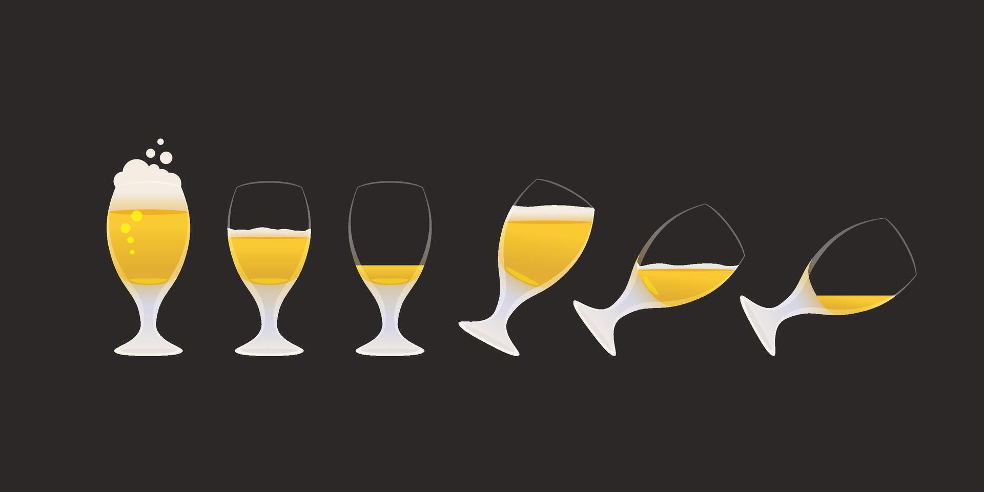 a small beer glasses in fullness set vector