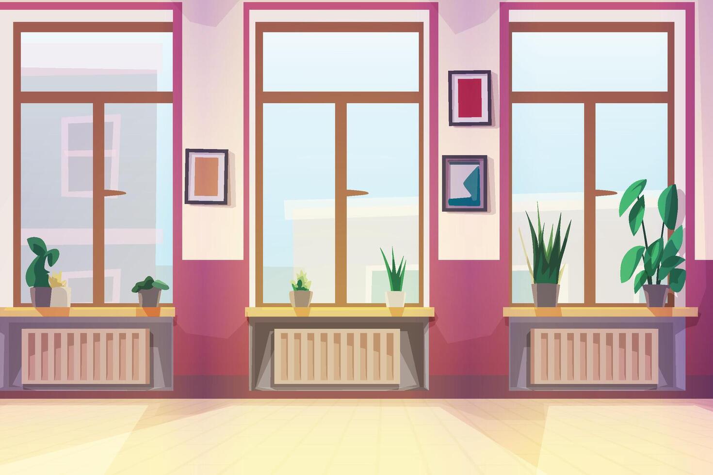 bright dance hall interior at sunny day vector