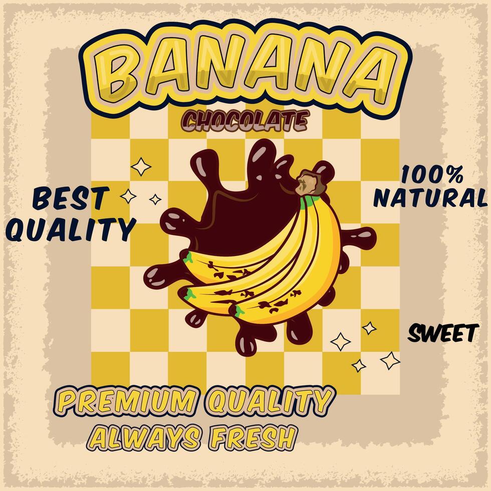 Banana chocolate with vintage design and beautiful concept vector