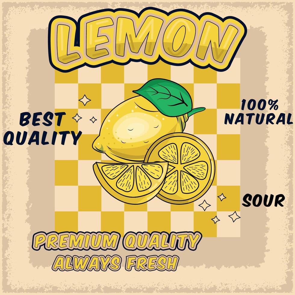 Lemon with yellow design vintage syle vector
