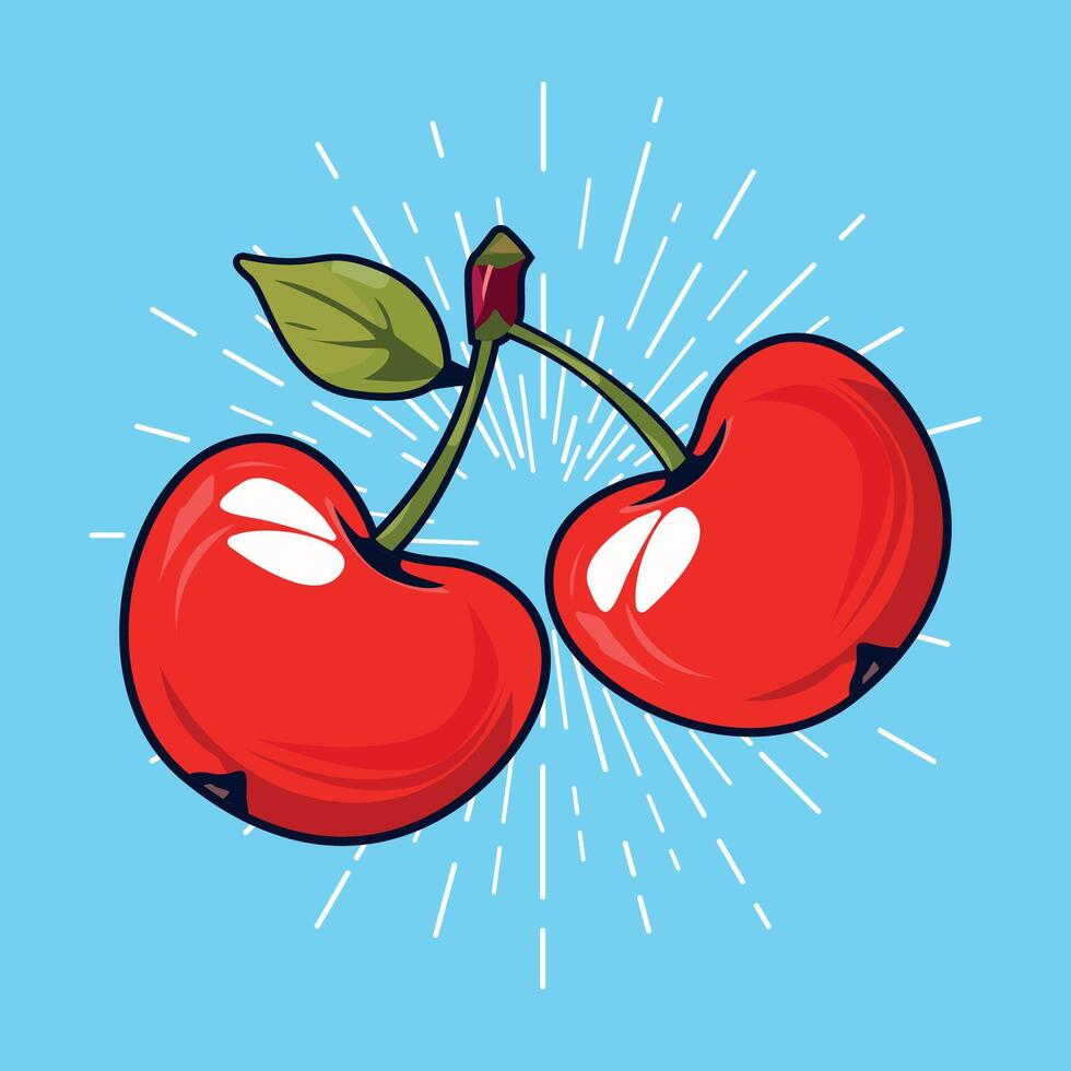 Cherry and blue background vintage style vector