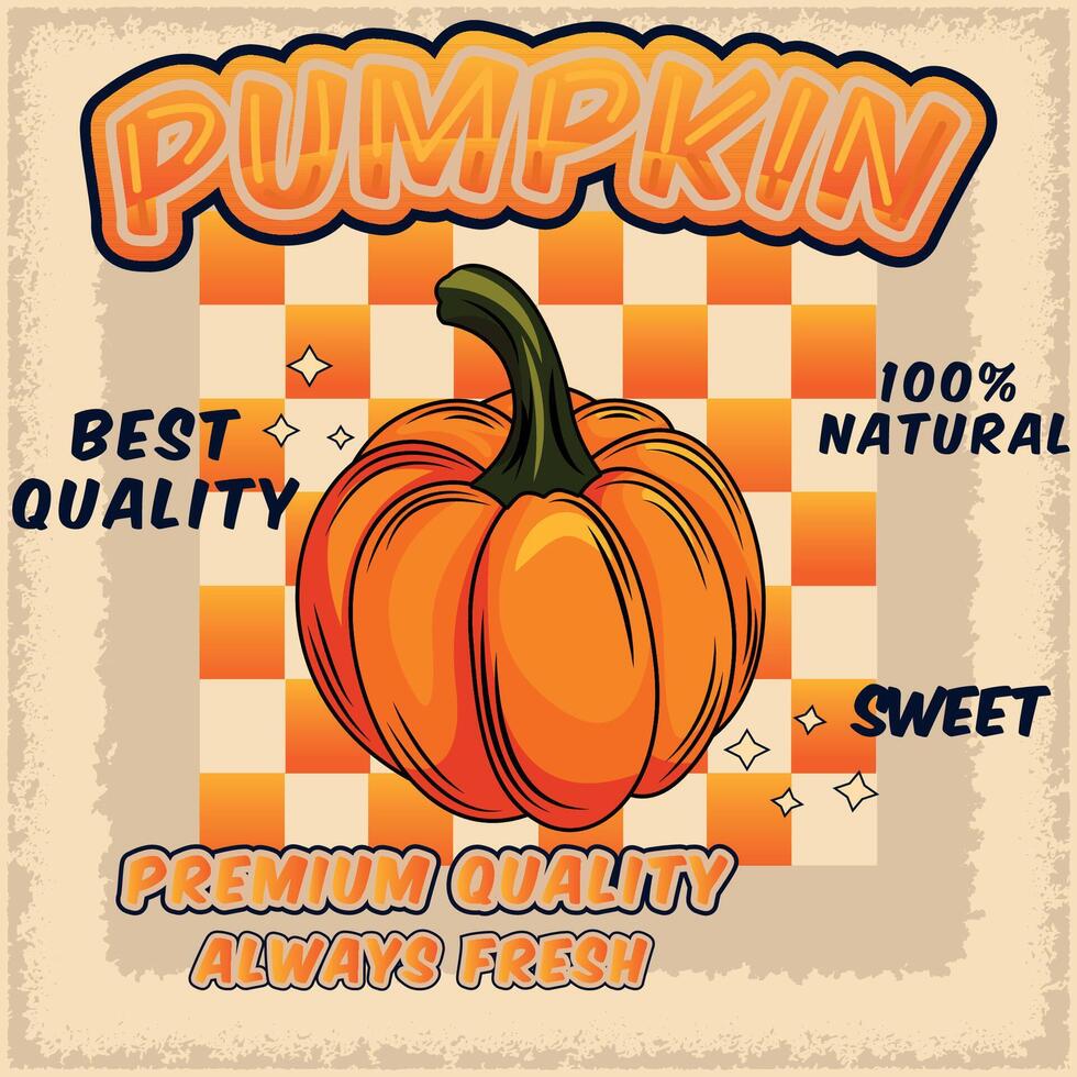 Pumpkin with vintage design concept and beautiful color vector