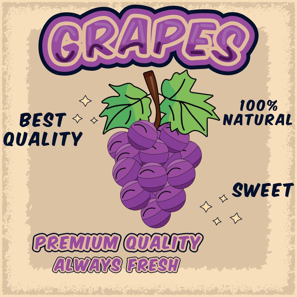 Grapes with beautiful vintage style design vector