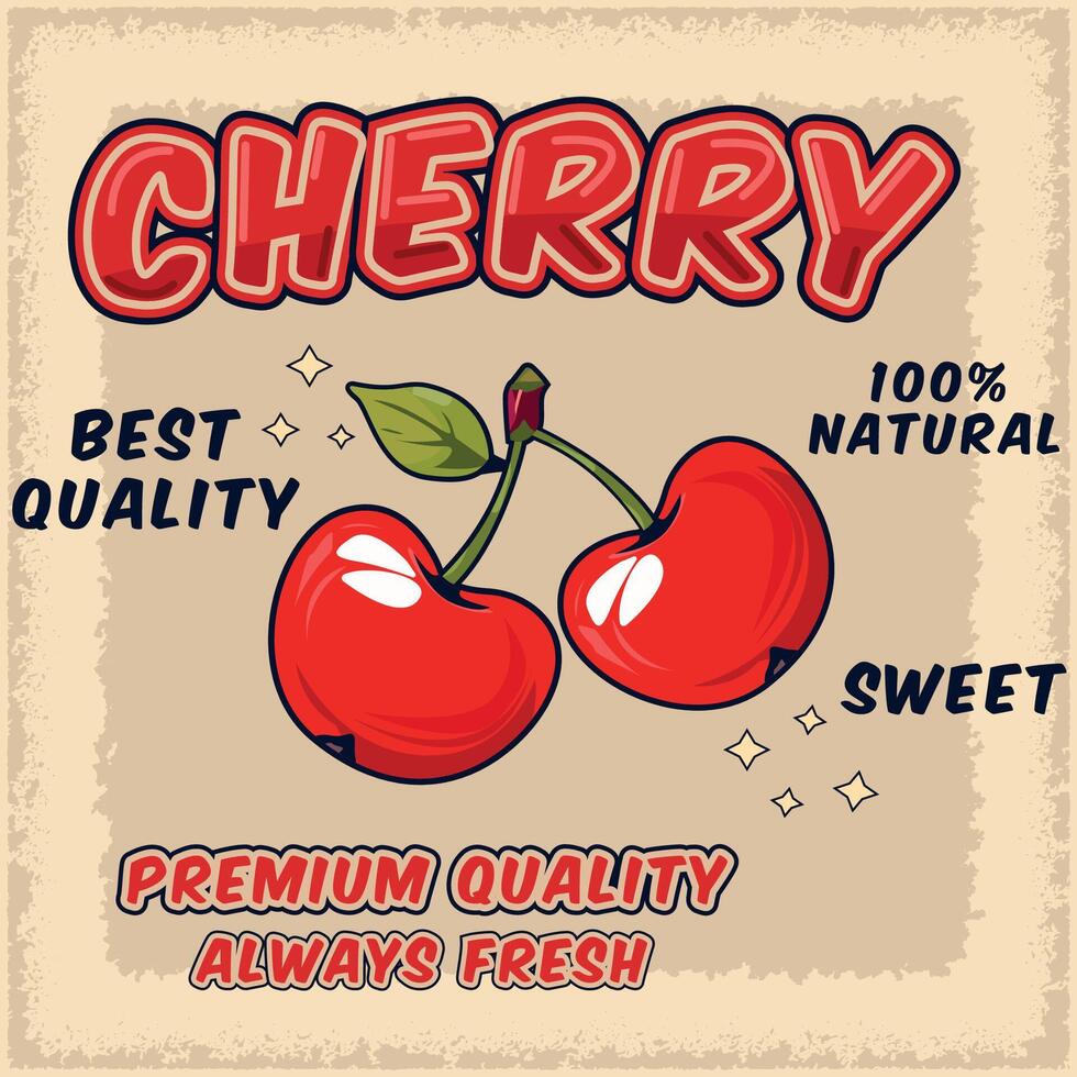 Cherry with vintage design style and red concept vector