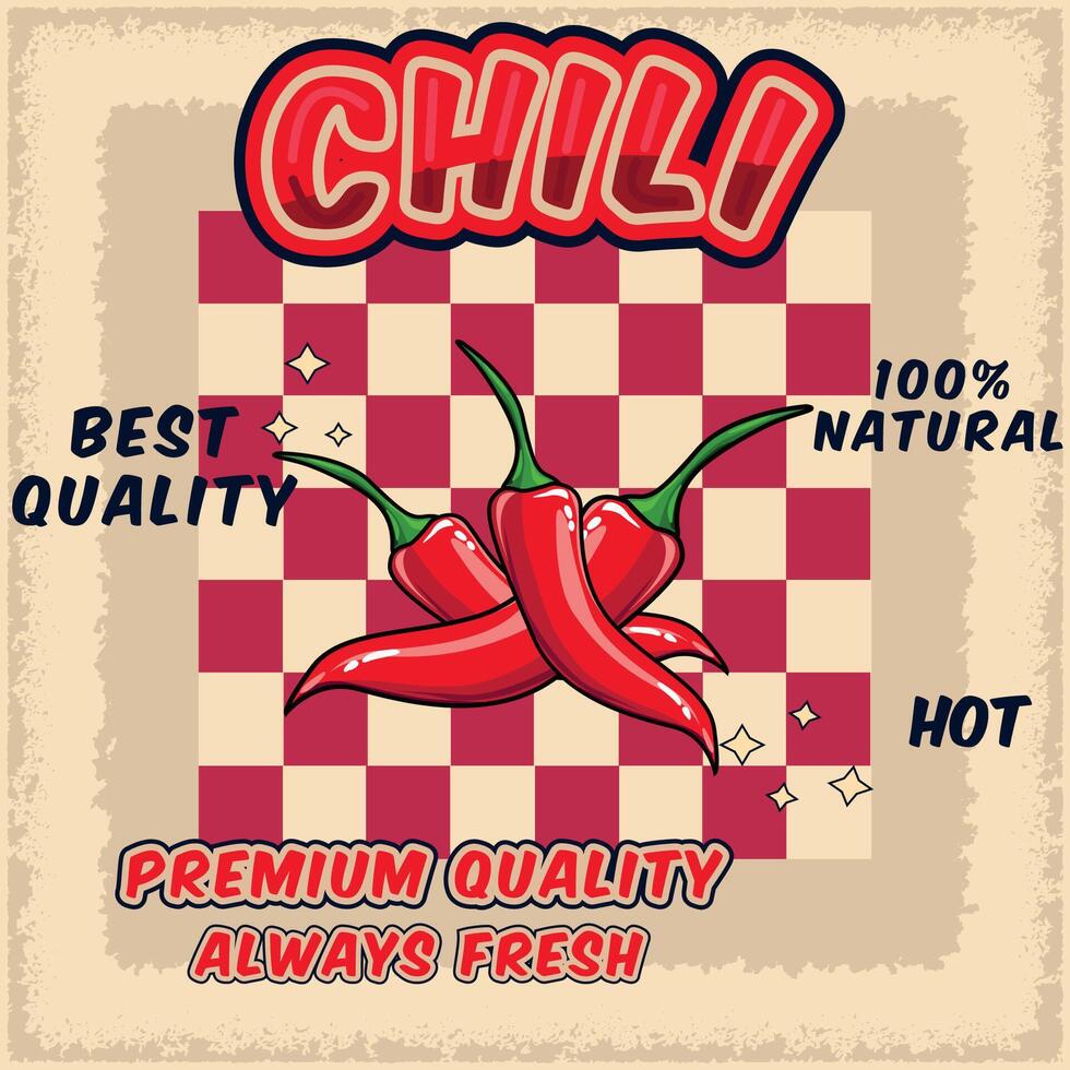 Chili design vintage style with red concept vector