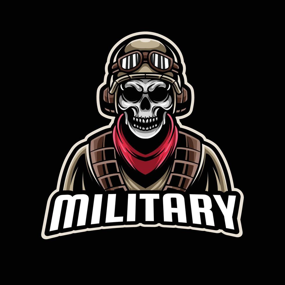Military Skull Soldier Army Mascot Logo Illustration vector